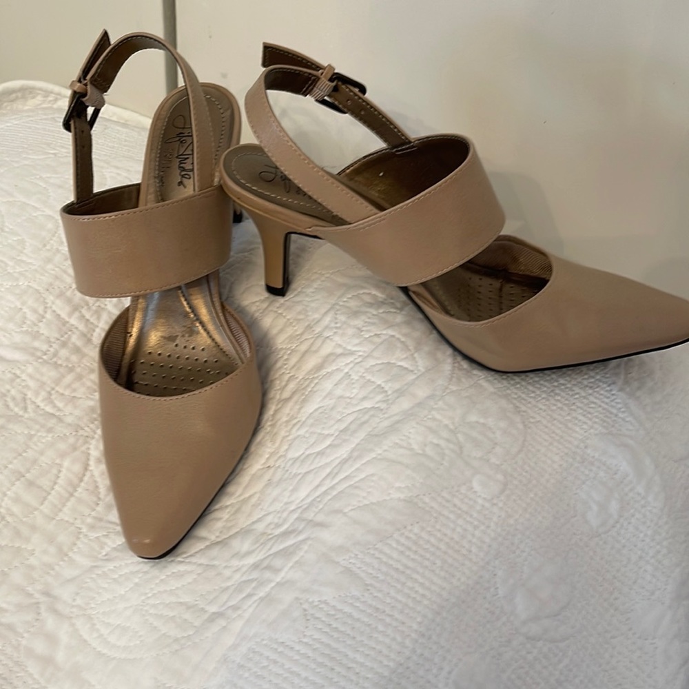 Tan high heels